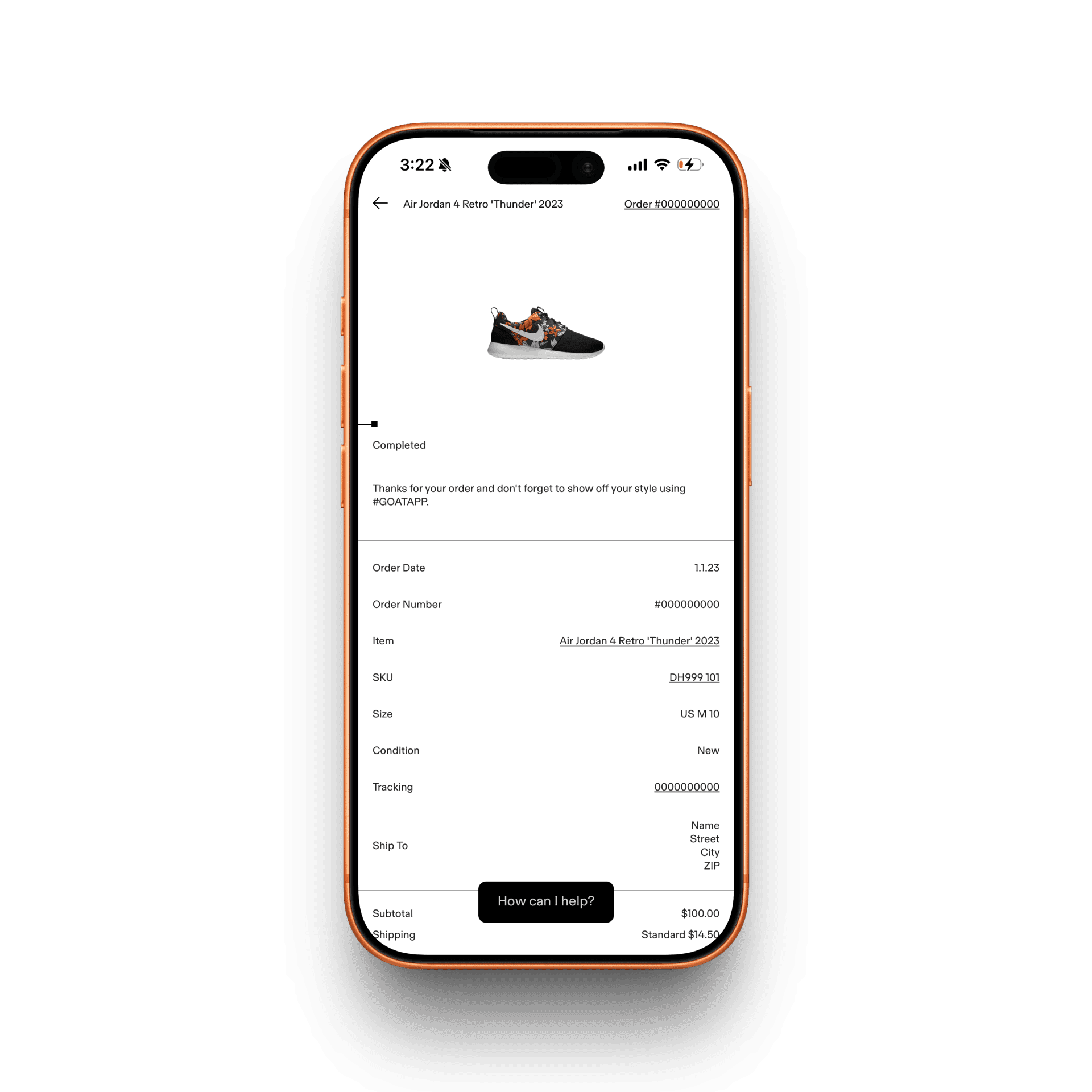 GOAT Emulator receipt mockup