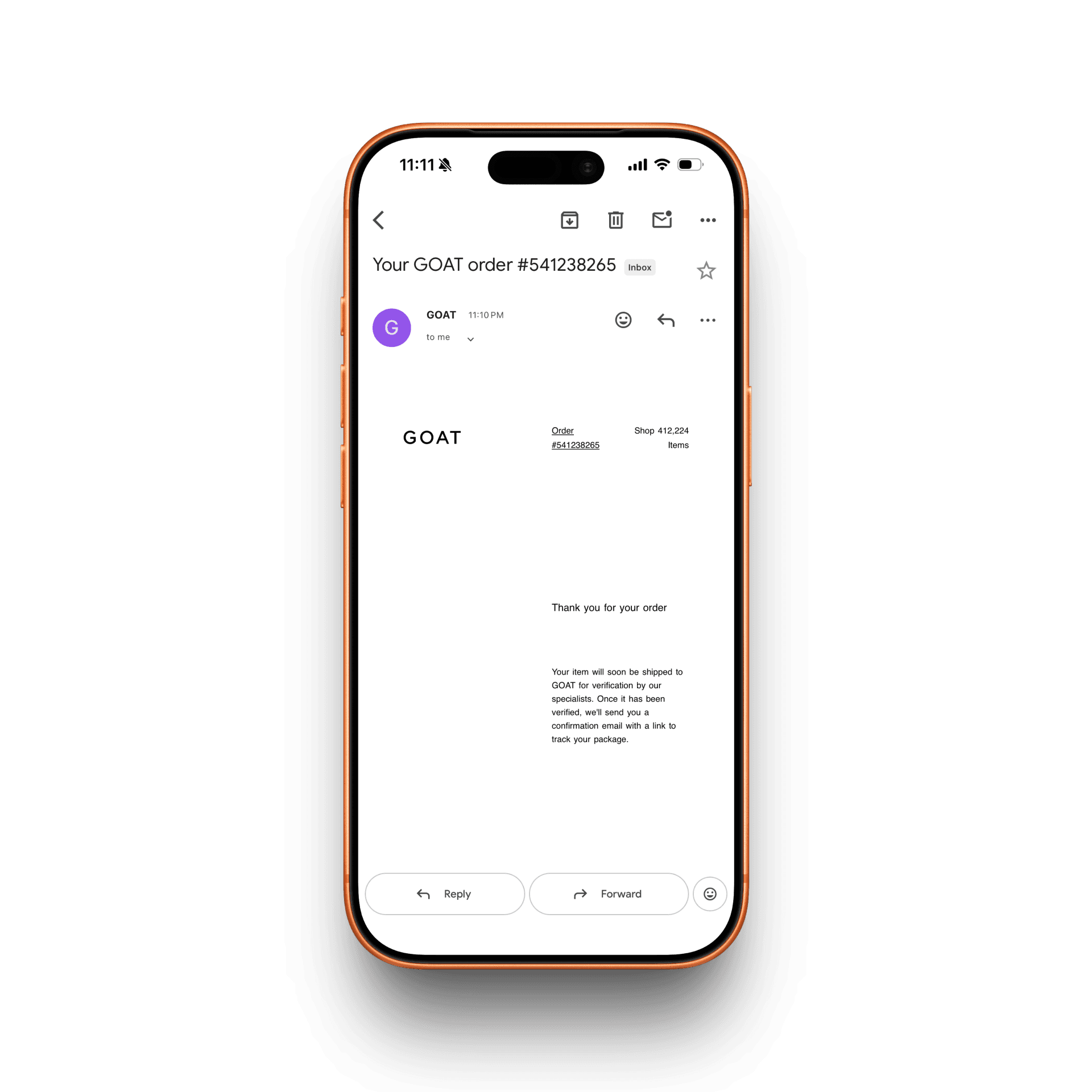 GOAT Receipt receipt mockup