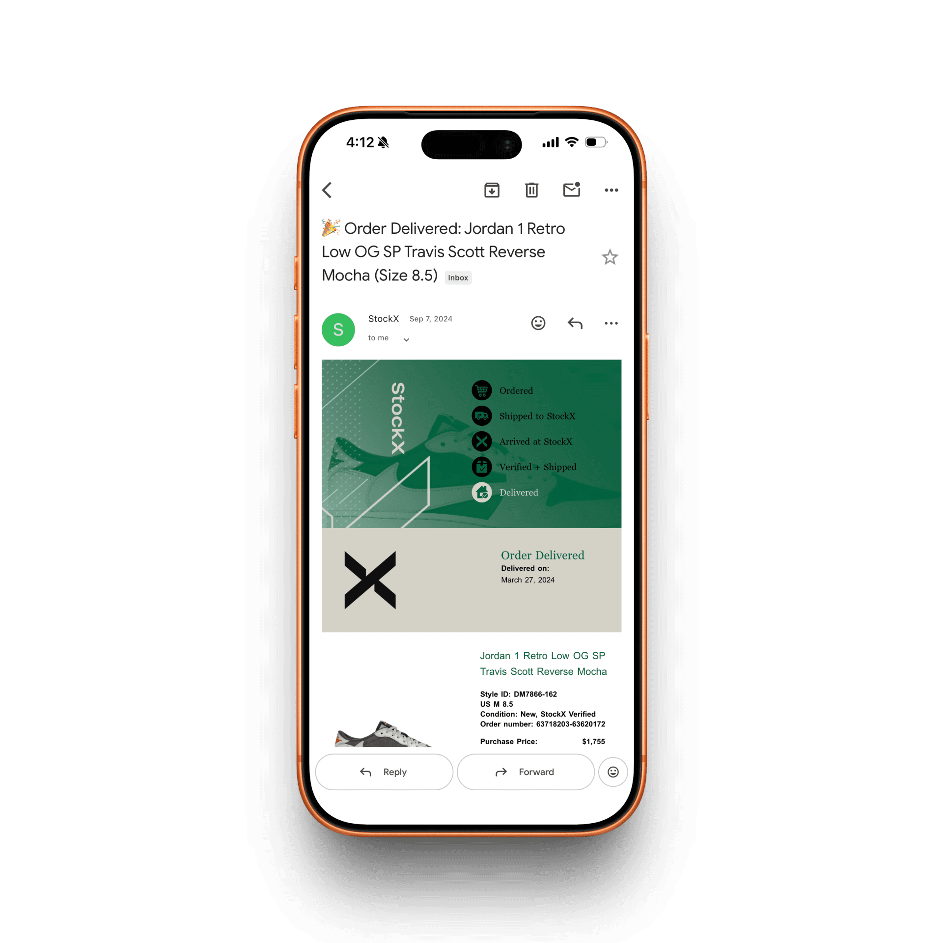 StockX Receipt receipt mockup