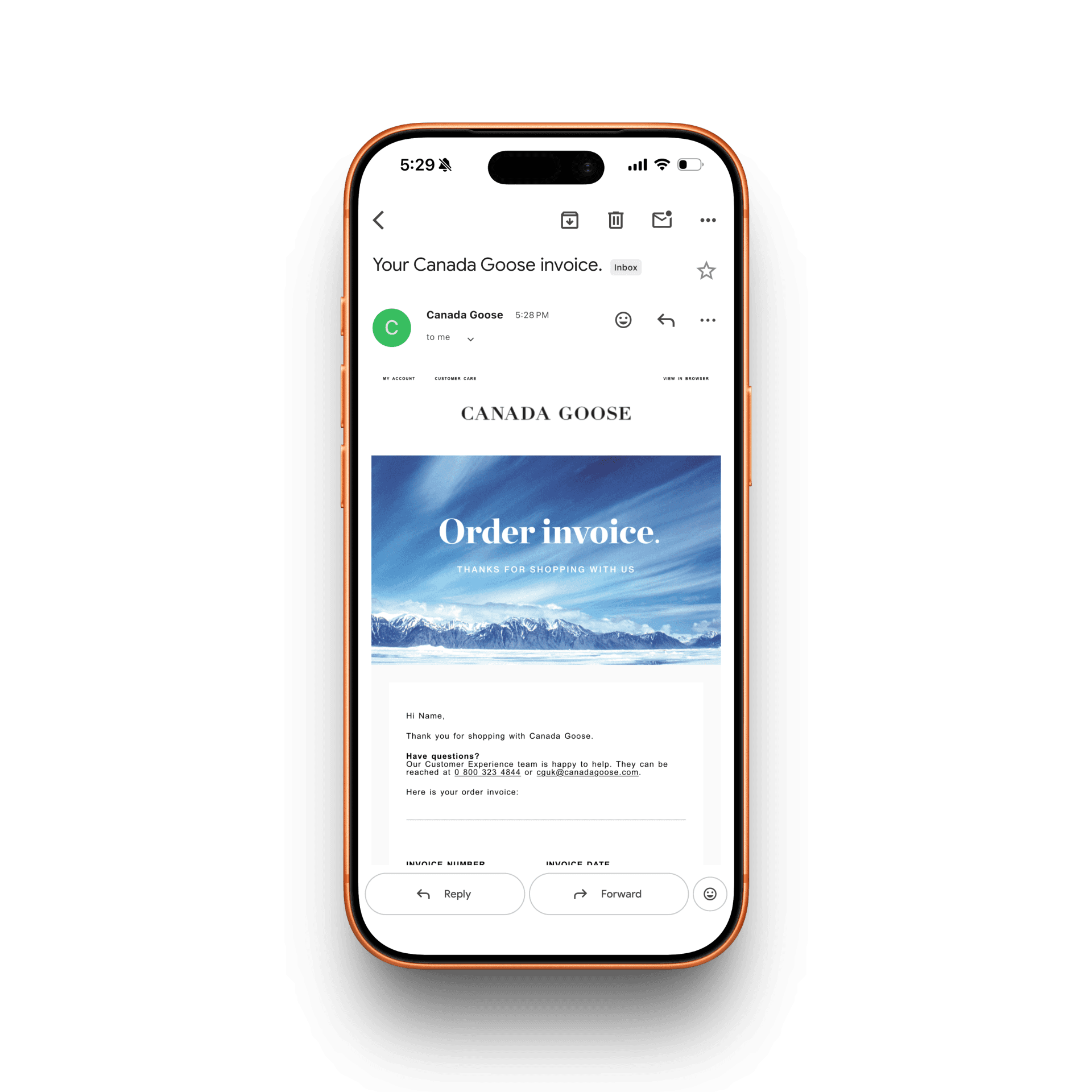 Canada Goose Receipt receipt mockup