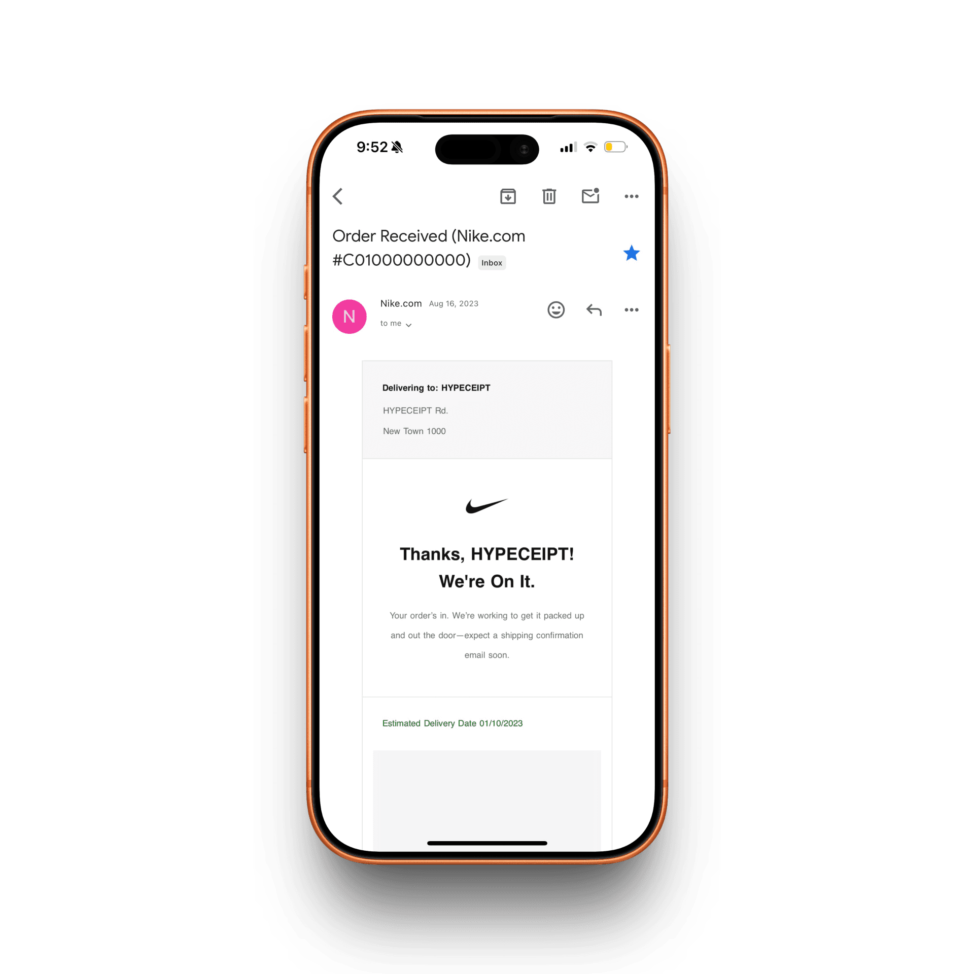 Nike Receipt receipt mockup
